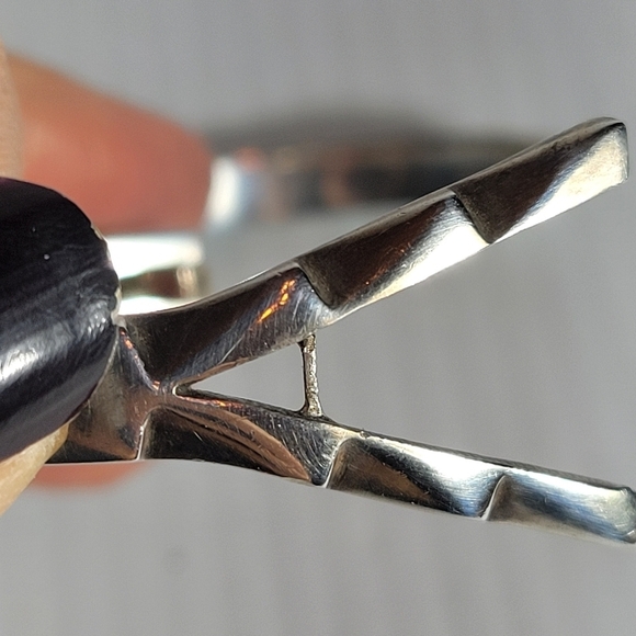 vintage sterling silver 925 malachite hinged  clasp 36.6g bracelet bangle mexico - Picture 7 of 12